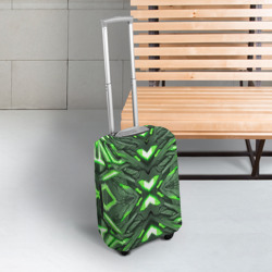Чехол для чемодана 3D Кибер неоновая броня зелёная - фото 2