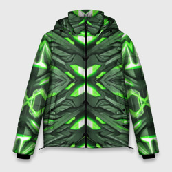 Мужская зимняя куртка 3D Кибер неоновая броня зелёная