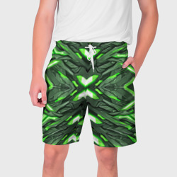 Мужские шорты 3D Кибер неоновая броня зелёная