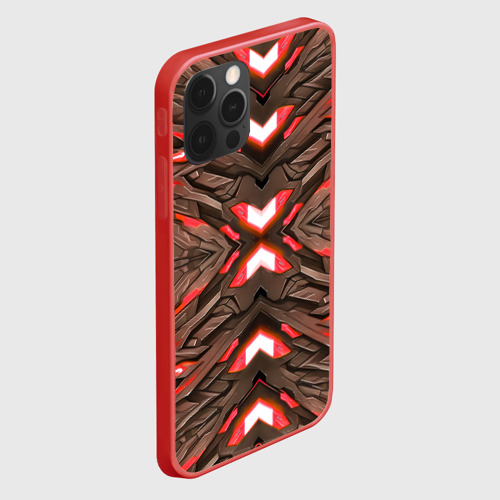 Чехол для iPhone 12 Pro Max с принтом Кибер неоновая броня красная, вид сбоку #3