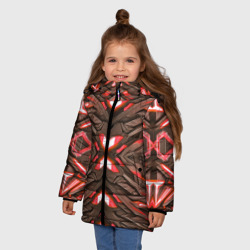 Зимняя куртка для девочек 3D Кибер неоновая броня красная - фото 2