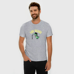 Мужская футболка хлопок Slim Пиксельный динозавр Элвис Las Vegas - фото 2