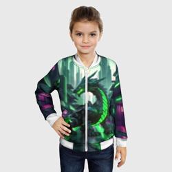 Детский бомбер 3D Неоновый зеленый дракон - фото 2