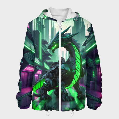 Мужская куртка 3D Неоновый зеленый дракон, цвет 3D печать