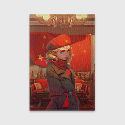 Обложка для паспорта матовая кожа Девушка солдат в берете СССР