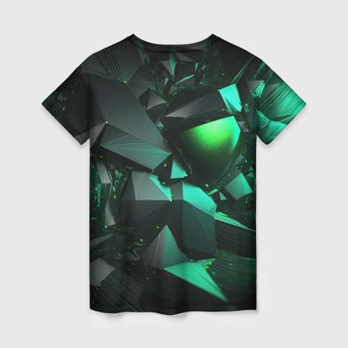 Женская футболка 3D Зеленые абстрактные объекты , цвет 3D печать - фото 2