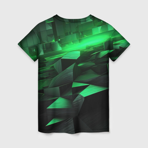 Женская футболка 3D Зеленые квадратные плиты, цвет 3D печать - фото 2