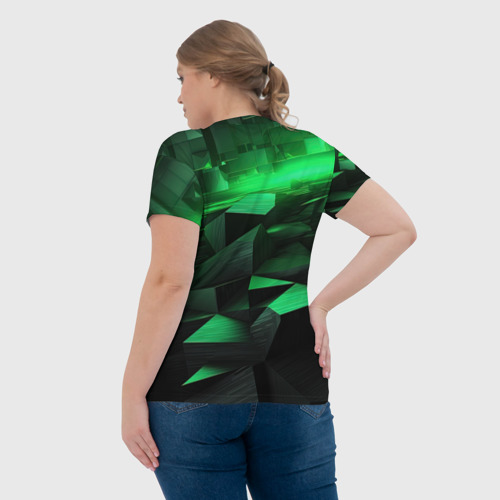 Женская футболка 3D Зеленые квадратные плиты, цвет 3D печать - фото 7