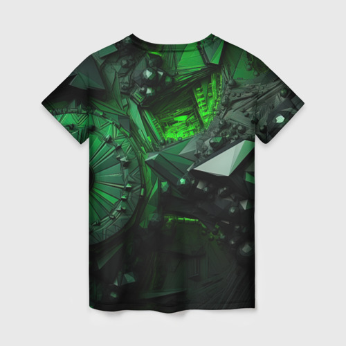 Женская футболка 3D Объемные  зеленые абстракции , цвет 3D печать - фото 2