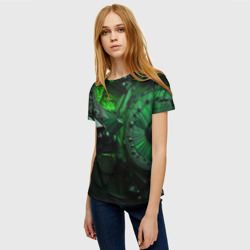 Женская футболка 3D Объемные  зеленые абстракции  - фото 2