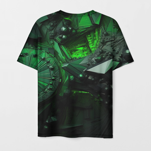 Мужская футболка 3D Объемные  зеленые абстракции , цвет 3D печать - фото 2