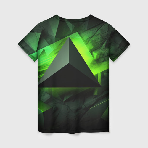 Женская футболка 3D Зеленые треугольники, цвет 3D печать - фото 2