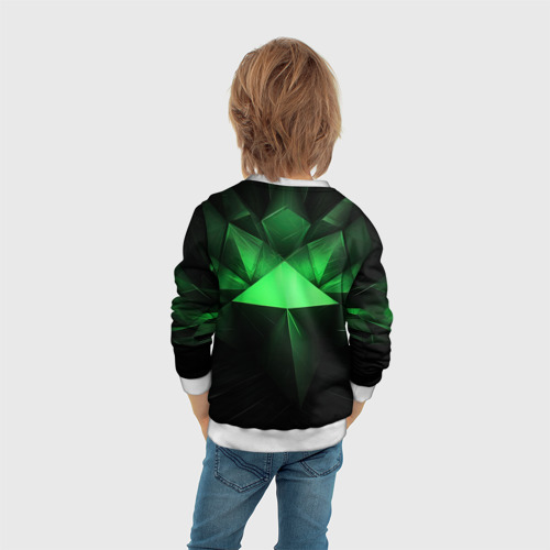 Детский свитшот 3D Яркая зеленая геометрия, цвет 3D печать - фото 6