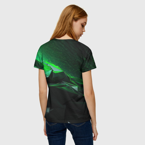 Женская футболка 3D Green abstract  geometry , цвет 3D печать - фото 4