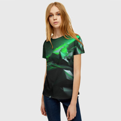 Женская футболка 3D Green abstract  geometry  - фото 2
