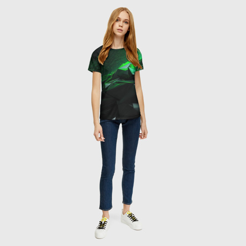 Женская футболка 3D Green abstract  geometry , цвет 3D печать - фото 5