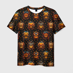Мужская футболка 3D Зловещие тыквы - паттерн