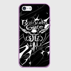 Чехол для iPhone 5/5S матовый Балдурс гейт 3 - логотип черно-белый