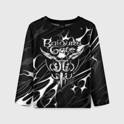 Детский лонгслив 3D Балдурс гейт 3 - логотип черно-белый