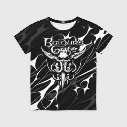 Детская футболка 3D Балдурс гейт 3 - логотип черно-белый