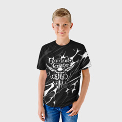 Детская футболка 3D Балдурс гейт 3 - логотип черно-белый - фото 2