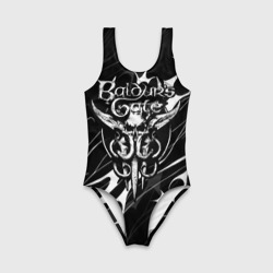 Детский купальник 3D Балдурс гейт 3 - логотип черно-белый - фото 2