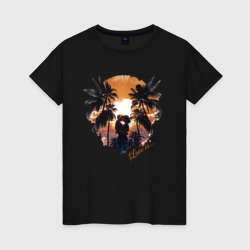 Женская футболка хлопок Любовь пальмы и закат