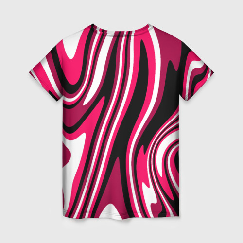 Женская футболка 3D Абстракция волны чёрно-розовый, цвет 3D печать - фото 2