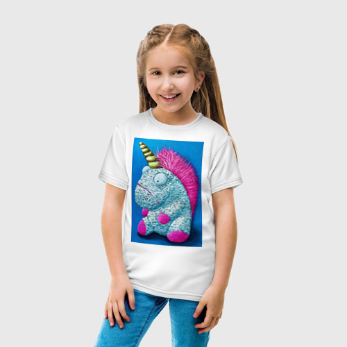 Детская футболка хлопок с принтом Волшебный единорог на удачу маслом, вид сбоку #3