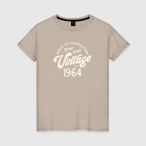 Женская футболка хлопок 1964 год - выдержанный до совершенства, цвет миндальный