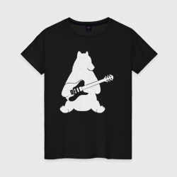 Женская футболка хлопок Мишутка с гитарой