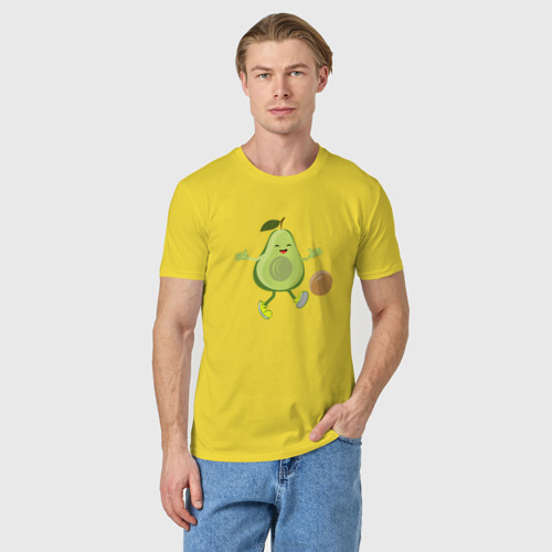 Мужская футболка хлопок Авокадо футболист, цвет желтый - фото 3