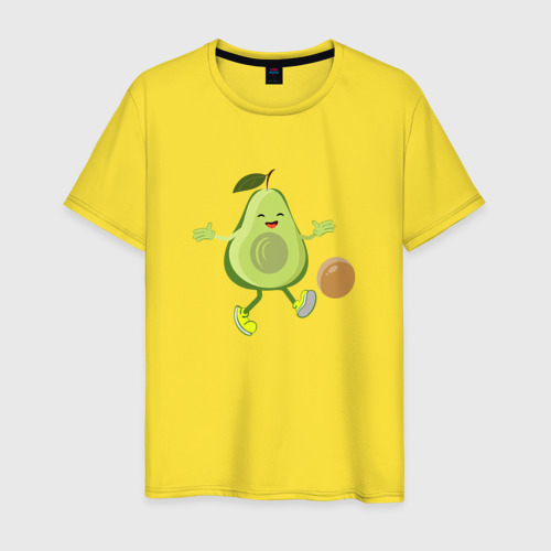 Мужская футболка хлопок Авокадо футболист, цвет желтый