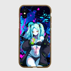 Чехол для iPhone XS Max матовый Ребекка и граффити - киберпанк 