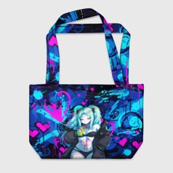 Пляжная сумка 3D Ребекка и граффити - киберпанк 