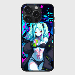 Чехол силиконовый для Apple iPhone 15 Pro матовый Ребекка и граффити - киберпанк 