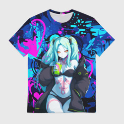 Мужская футболка 3D Ребекка и граффити - киберпанк 