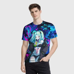 Мужская футболка 3D Ребекка и граффити - киберпанк  - фото 2