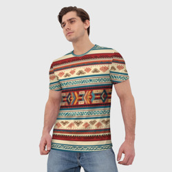 Мужская футболка 3D Этнический паттерн в горизонтальную полоску - фото 2