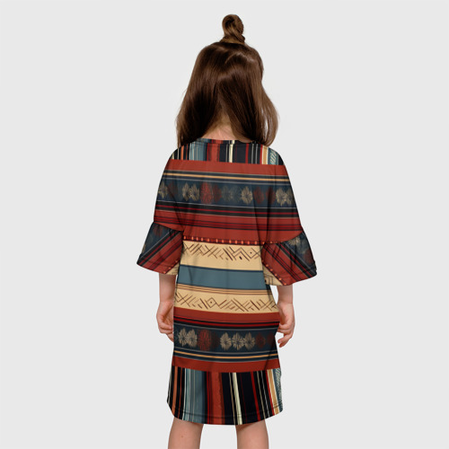 Детское платье 3D с принтом Этнический принт в полоску, вид сзади #2
