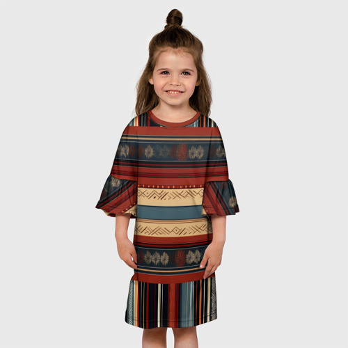 Детское платье 3D с принтом Этнический принт в полоску, вид сбоку #3