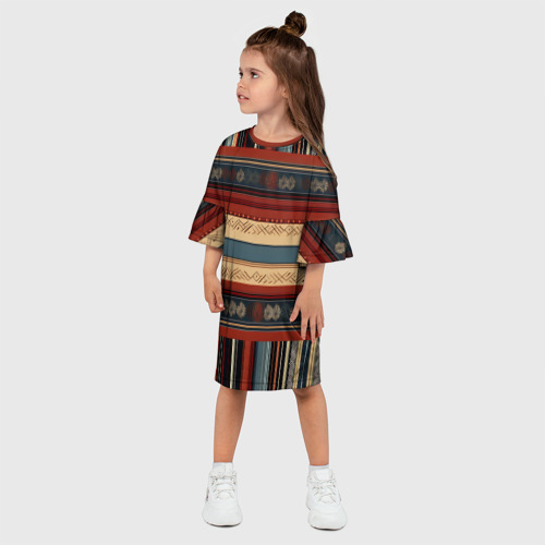 Детское платье 3D с принтом Этнический принт в полоску, фото на моделе #1