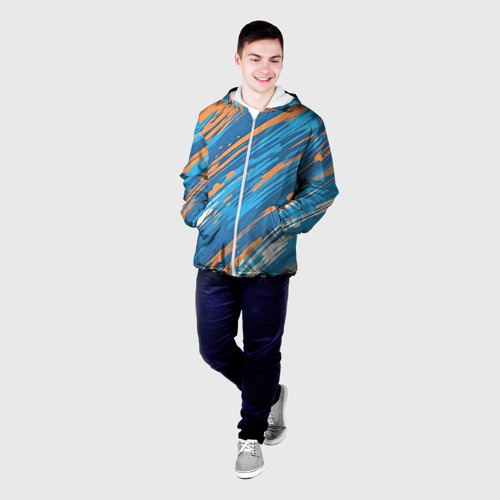 Мужская куртка 3D Абстракция синяя, цвет 3D печать - фото 3
