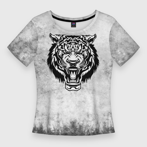 Женская футболка Slim Texture - тигр в ярости — купить по цене 1690 руб в  интернет-магазине #3453388