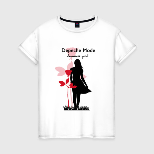 Женская футболка хлопок с принтом Depeche Mode - Happiest Girl Collage, вид спереди #2
