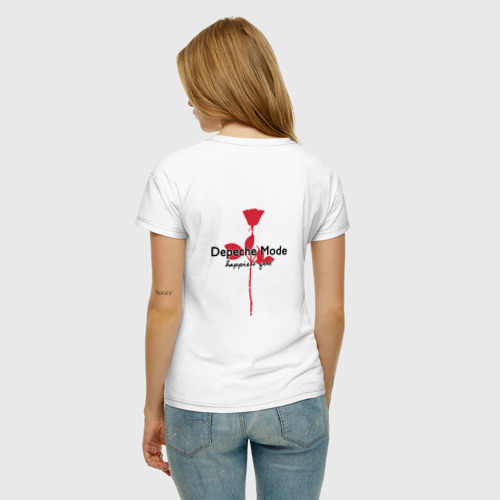 Женская футболка хлопок с принтом Depeche Mode - Happiest Girl Collage, вид сзади #2