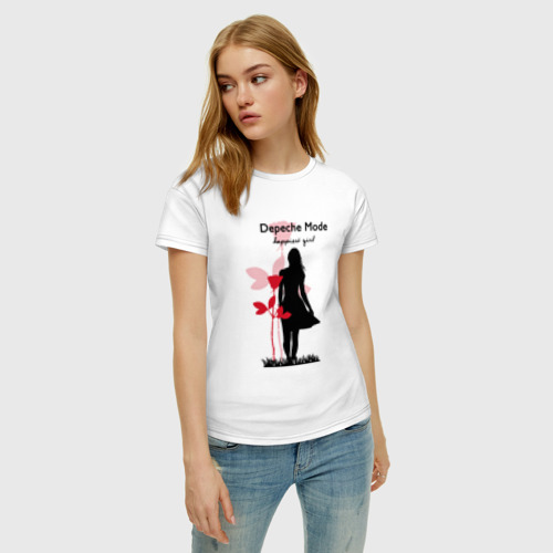 Женская футболка хлопок с принтом Depeche Mode - Happiest Girl Collage, фото на моделе #1