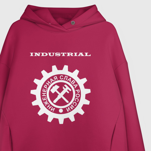 Женское худи Oversize хлопок Industrial Инженерная Слава России, цвет маджента - фото 3