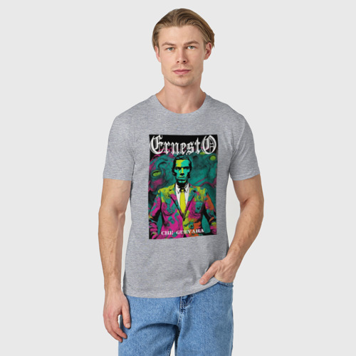 Мужская футболка хлопок с принтом Эрнесто Че Гевара в современном искусстве, фото на моделе #1