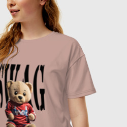 Женская футболка хлопок Oversize Медвежонок swag - фото 2